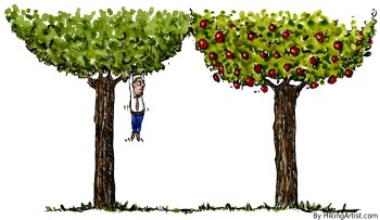 illustration of a guy climbing the wrong tree