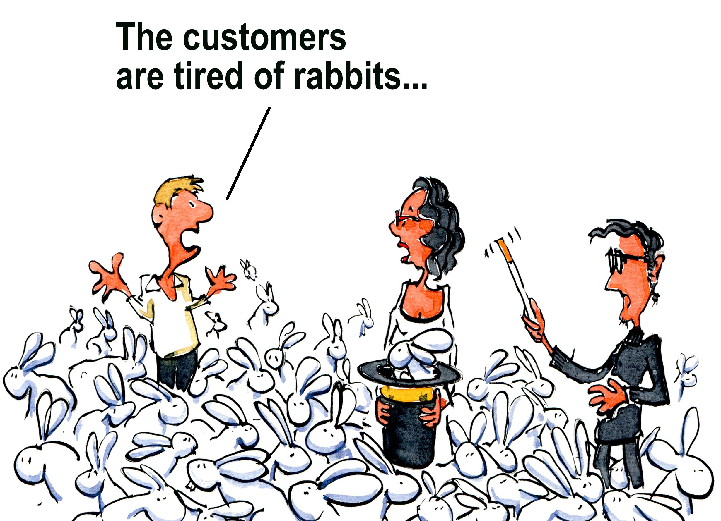 Creative Director pulling Rabbits out of his black hat