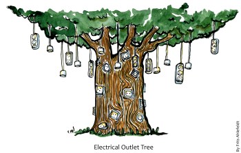 Tree with electricity outlets drawing