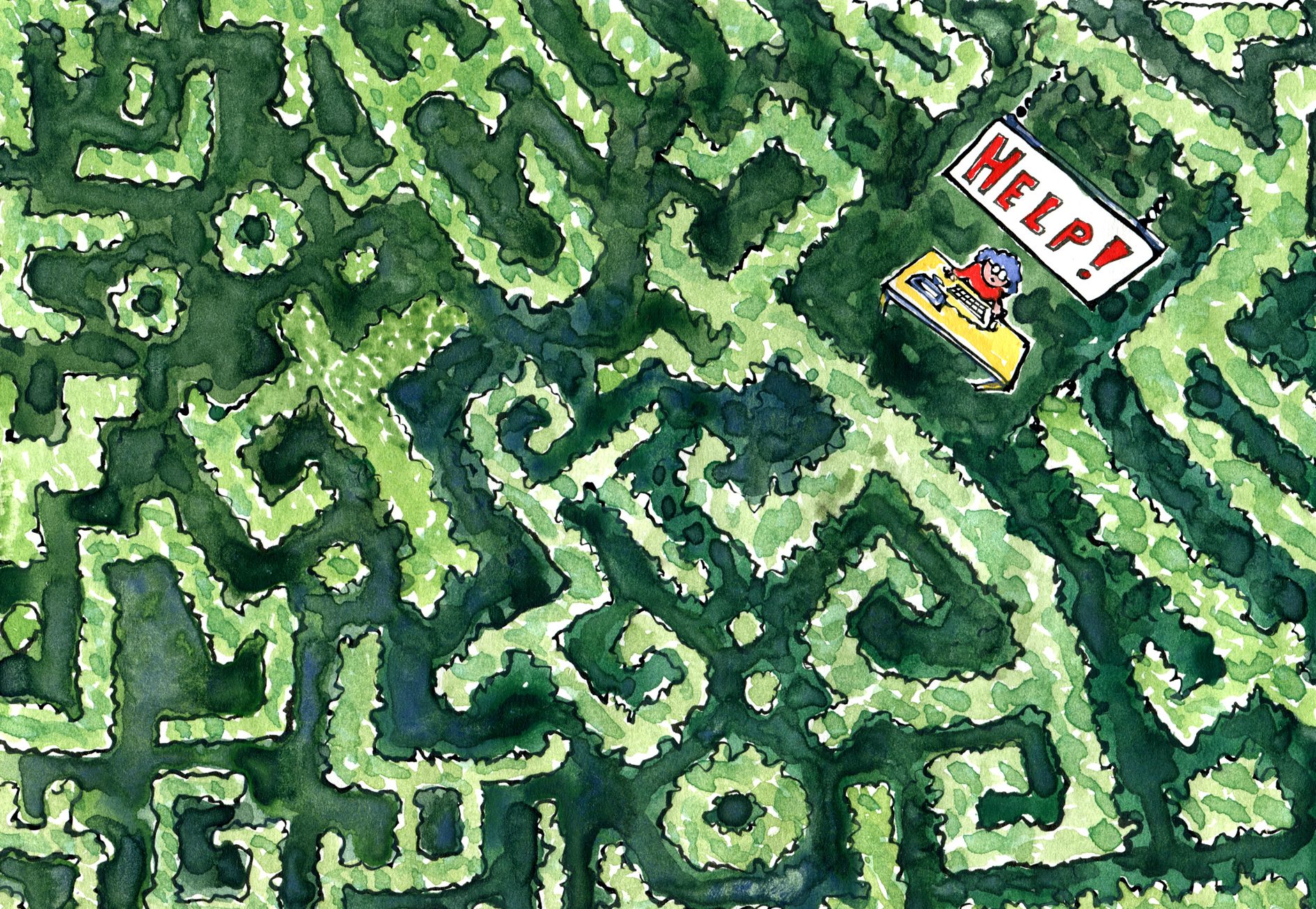 Eco Labyrinth with a service counter