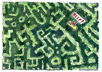 Eco Labyrinth with a service counter 