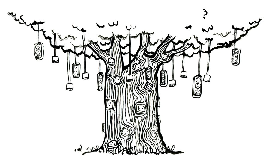 line drawing of electrical tree