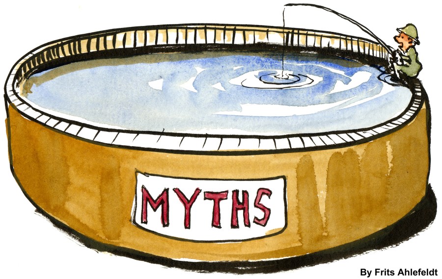 man fishing in the pond of history after new ideas