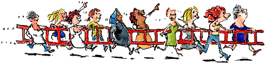 people carrying a ladder