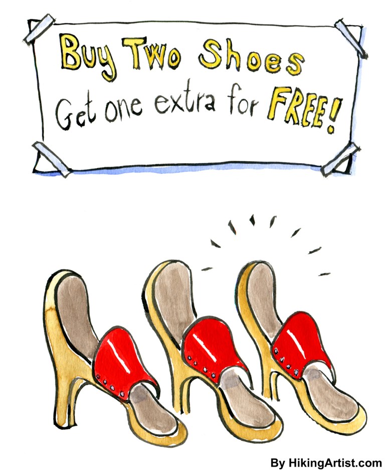 illustration of three shoes for sale