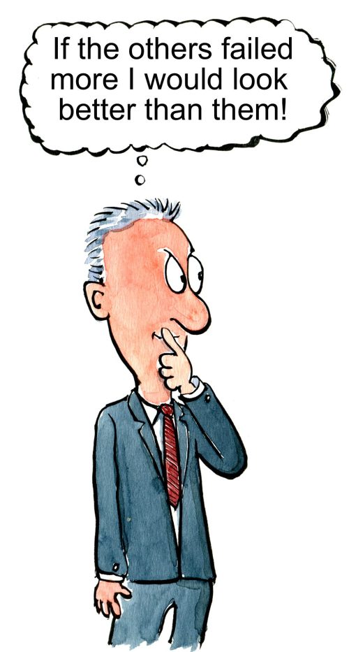 Drawing of a man with the loosing strategy