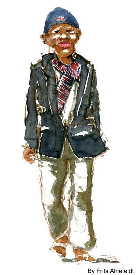 Dark guy with hat. Watercolor