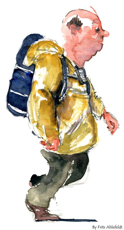 Man walking with backpack