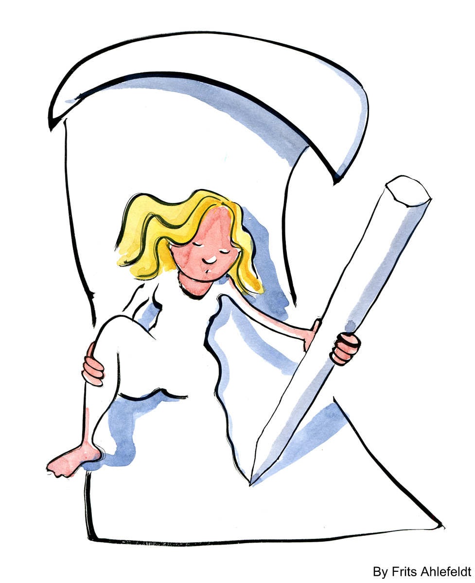 illustration of a woman drawing up herself