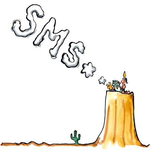 drawing of an native American sending a smoke signal