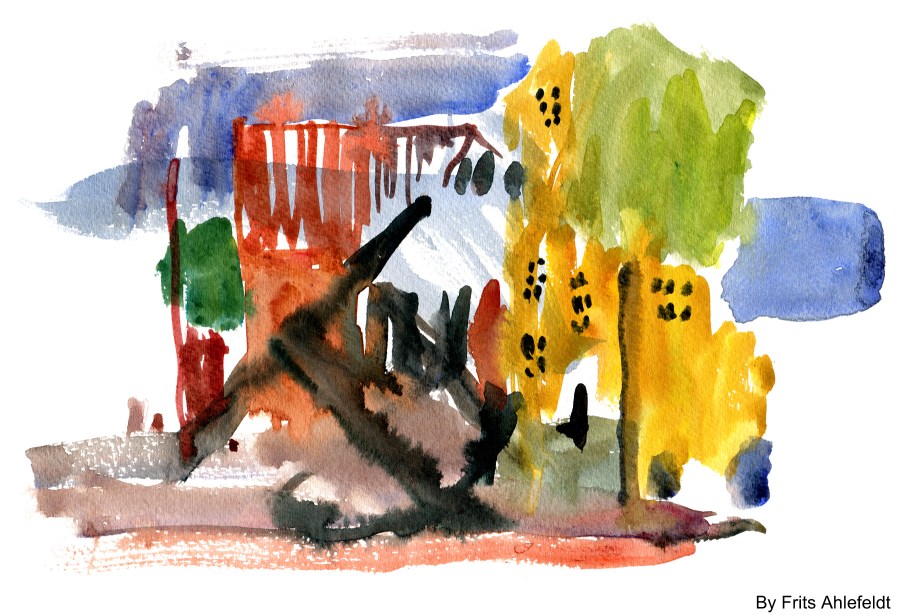 Nexo sketch, Bornholm, Denmark. Watercolor