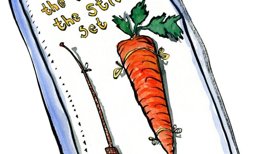 Illustration of a carrot and a Stick in a set