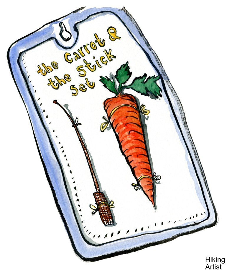 Illustration of a carrot and a Stick in a set