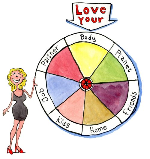 Woman at a roulette wheel of life