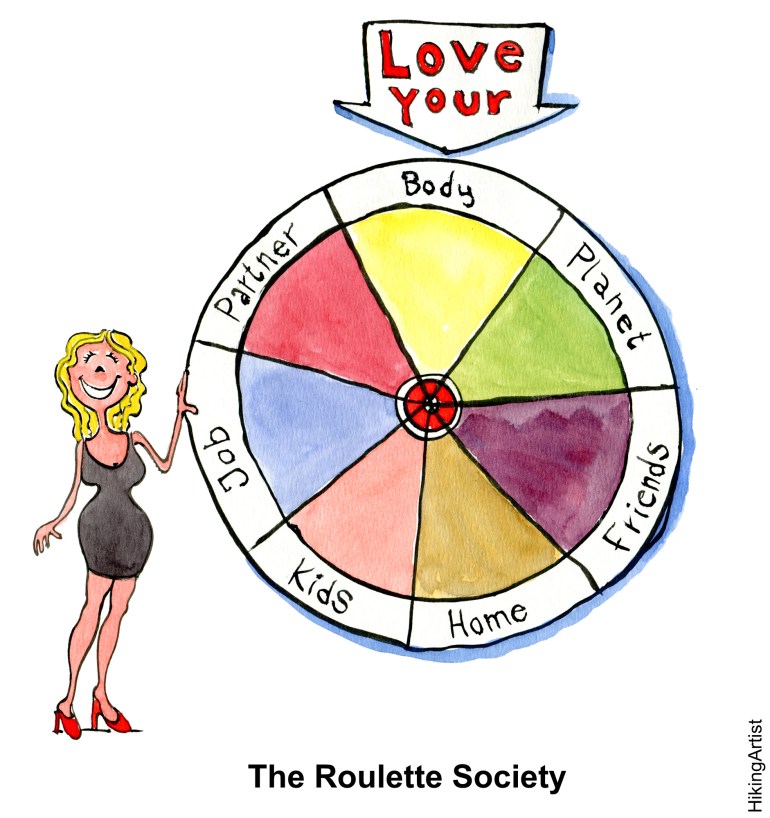 Woman at a roulette wheel of life