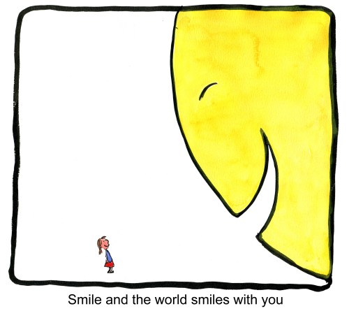 Drawing of a girl smiling to the sun