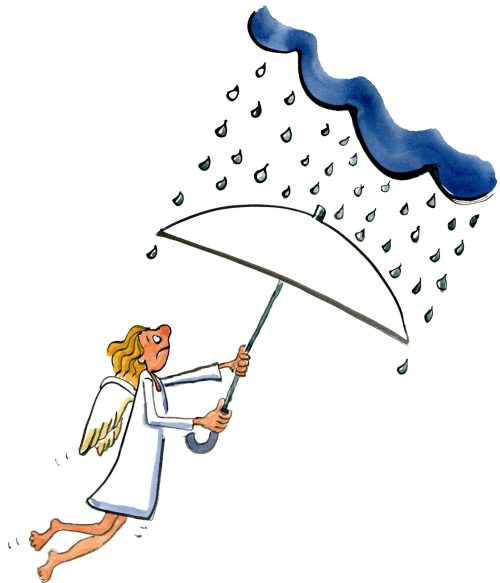 Angel with an umbrella