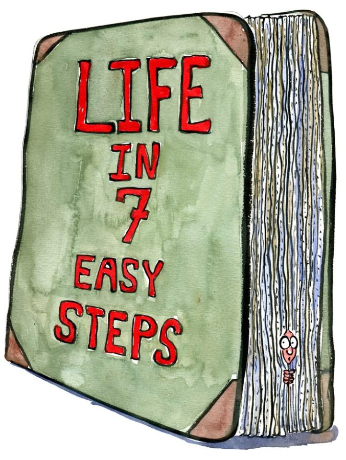 Man hiding in self-help book