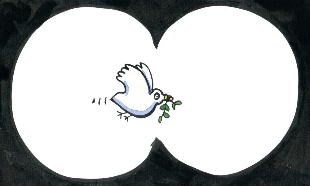 drawing of pigeon with leaf