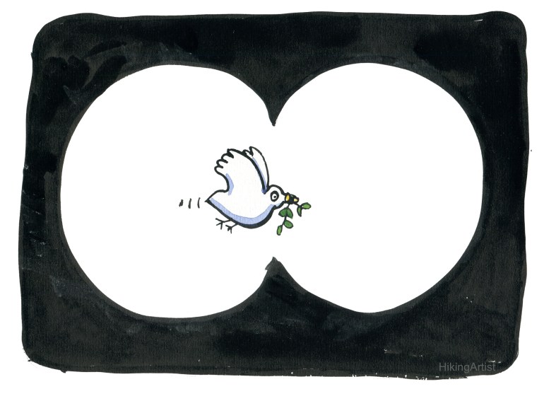 drawing of pigeon with leaf