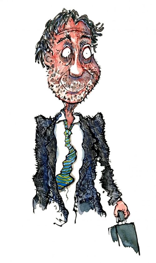 drawing of a stressed businessman