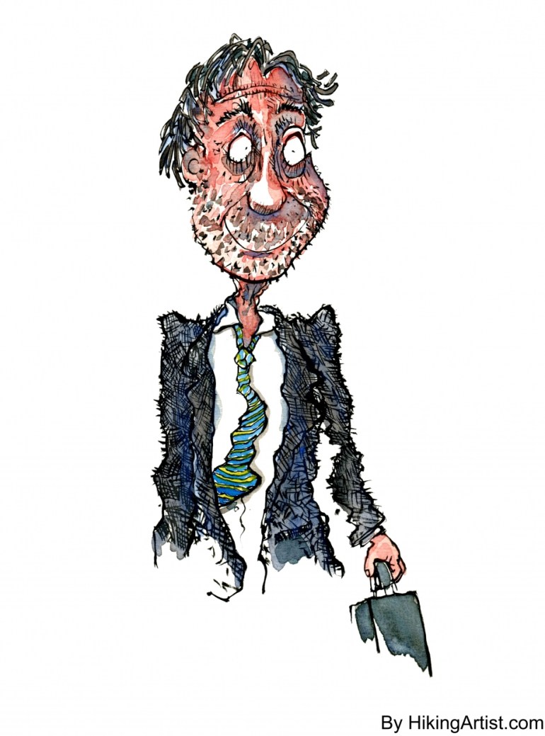 drawing of a stressed businessman