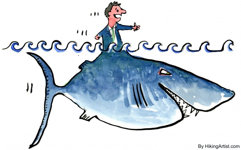 Drawing of a creature half man half shark