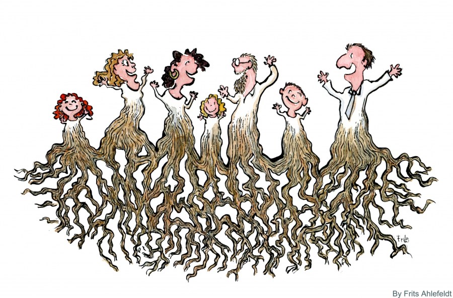 drawing of people with roots