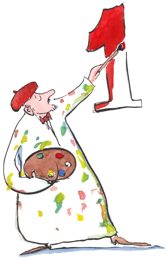 Artist painting the number one illustration