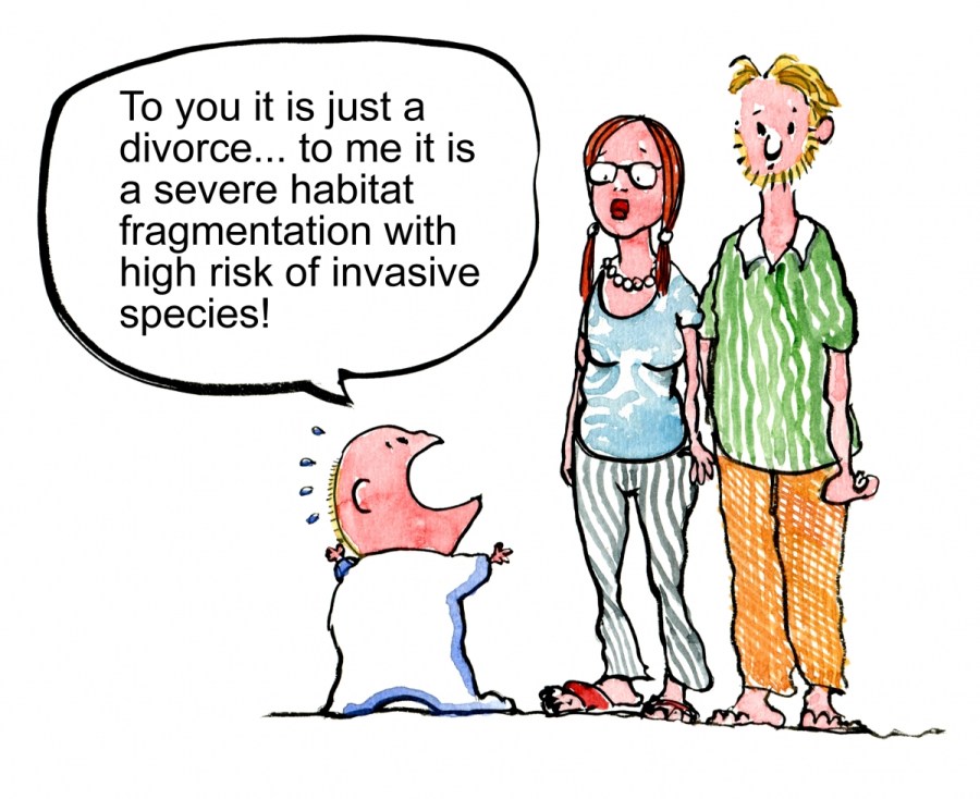 Drawing of a kid trying to stop its parents from getting a divorce