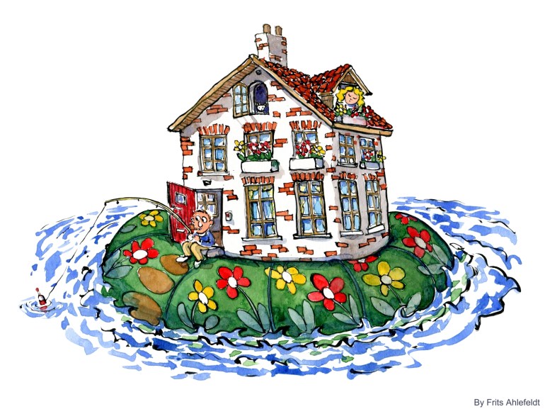 Drawing of a house boat
