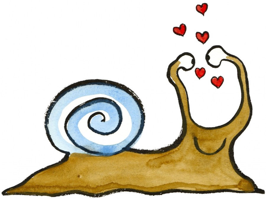 Drawing of a snail with hearts