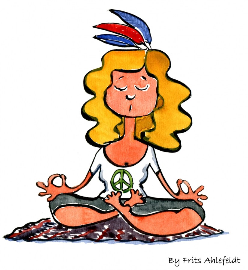 drawing of woman meditating