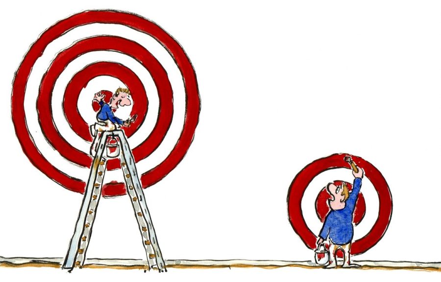 Drawing of two people painting up targets