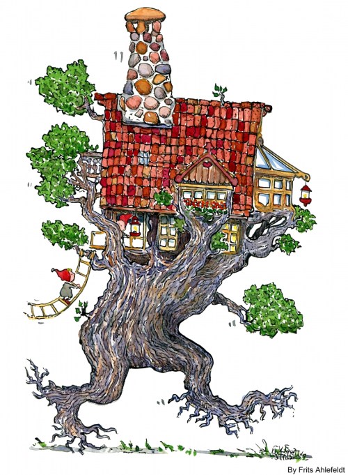 Drawing of a treehouse walking