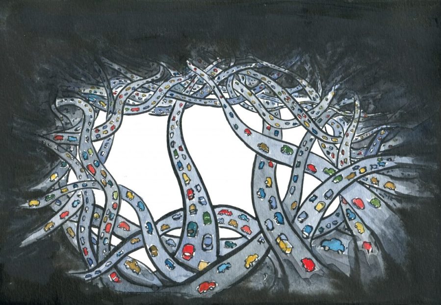 Drawing of a lot of roads