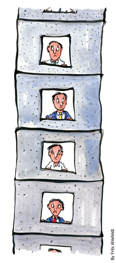 Boxed people on top of each other drawing