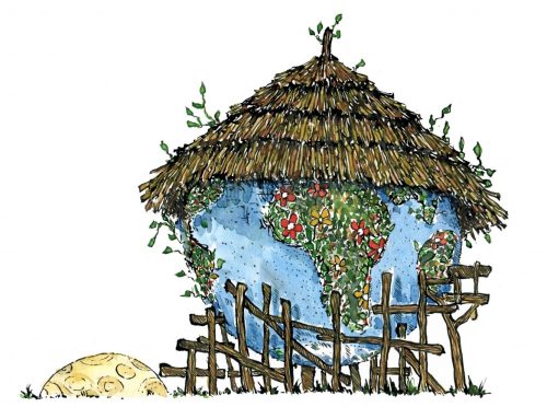 Illustration of Earth as a Hut Planet