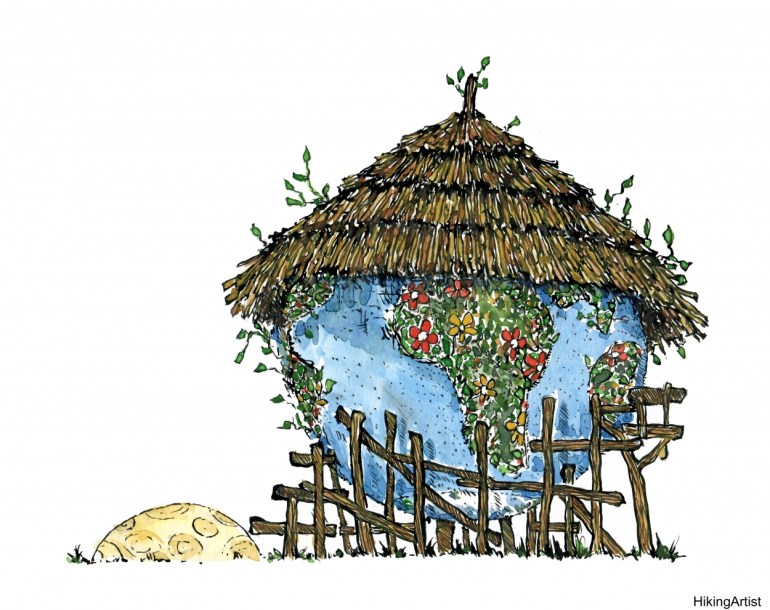 Illustration of Earth as a Hut Planet