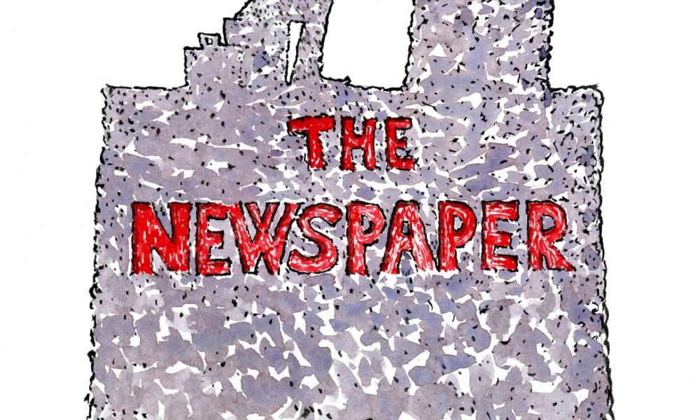 Illustration of a man Reading the Newspaper