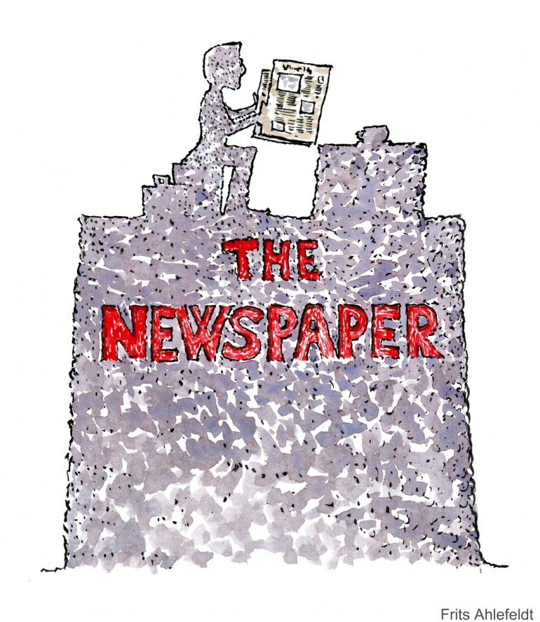 Illustration of a man Reading the Newspaper