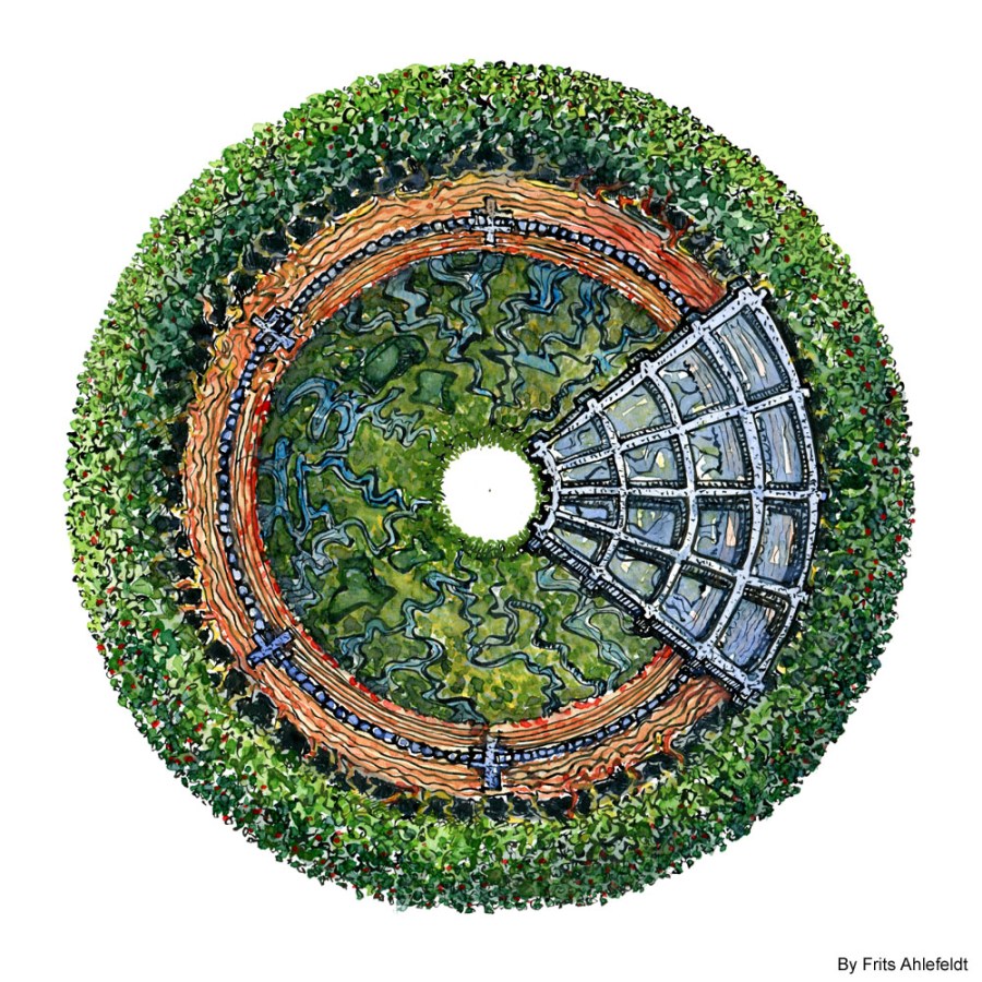 round green house with retractable roof