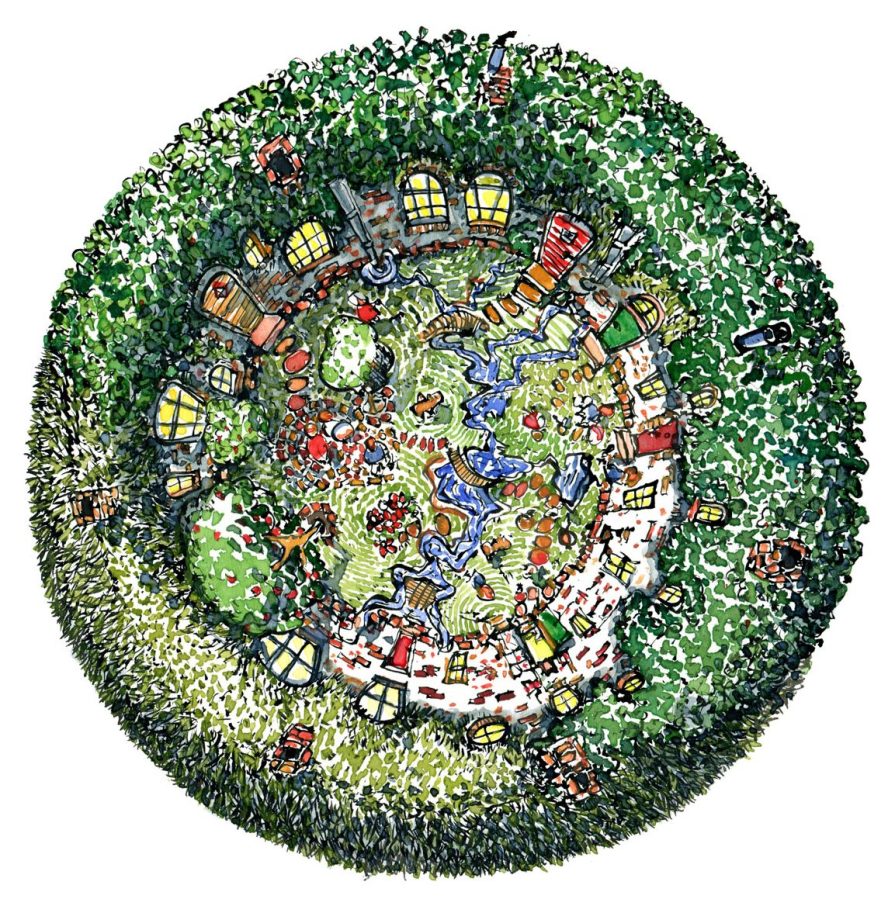 Drawing of a round house