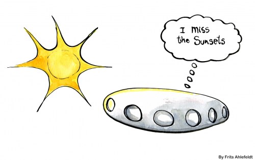 Drawing of life in space