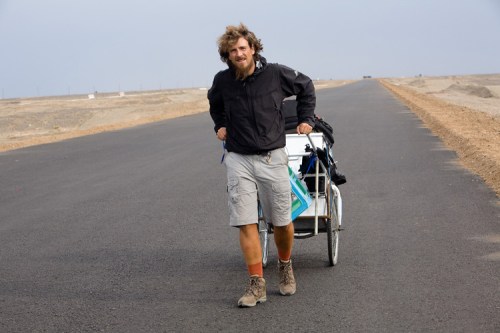 Christoph Rehage with wagon