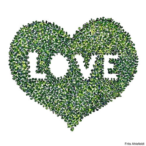 Drawing of heart made up of leaves