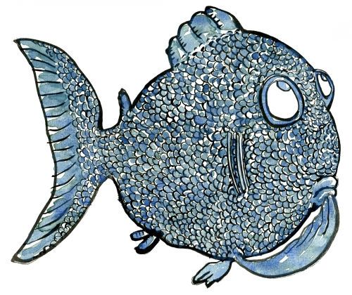 Drawing of a fish thinking