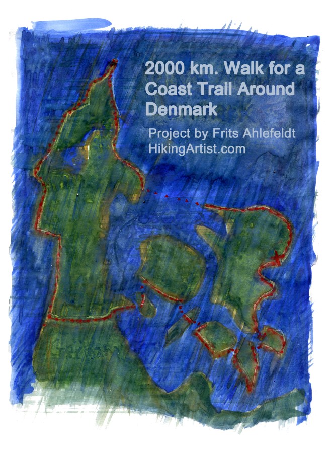 map of Denmark with coast walk