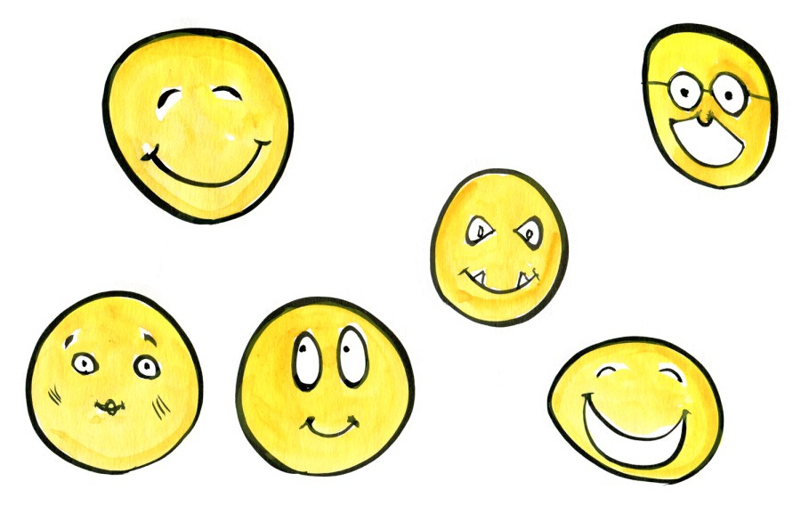 Drawing of collection of emoticons