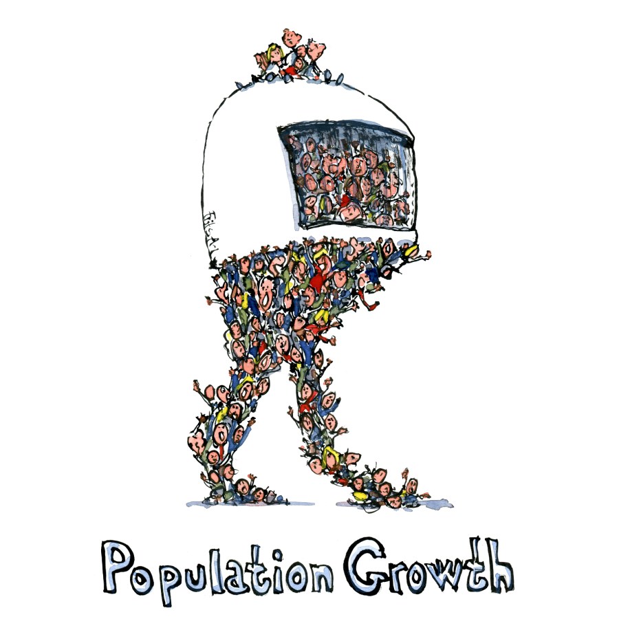 Global population growth Illustration of global drivers of change, by Frits Ahlefeldt